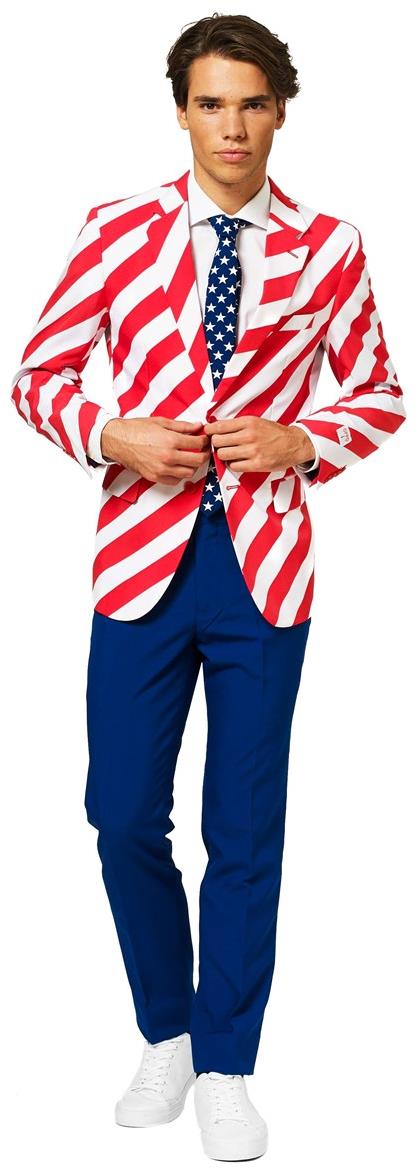 OppoSuits United Stripes Men's Suit for July 4th Events and Patriotic Celebrations