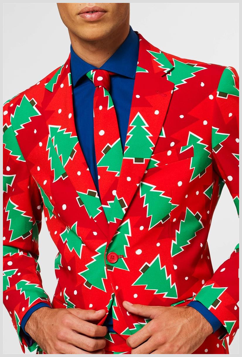 Festive OppoSuits Men's Suit Fine Pine for Holiday Celebrations Parties and Christmas Events