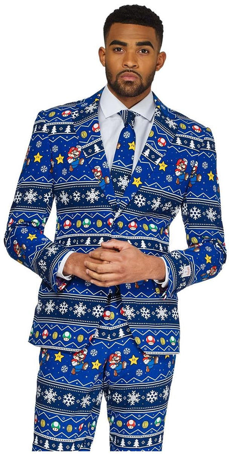 Officially Licensed OppoSuits Merry Mario Suit for Holiday Parties and Themed Events