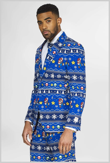 Officially Licensed OppoSuits Merry Mario Suit for Holiday Parties and Themed Events