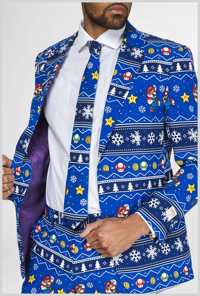 Officially Licensed OppoSuits Merry Mario Suit for Holiday Parties and Themed Events
