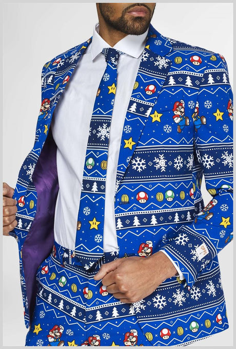Officially Licensed OppoSuits Merry Mario Suit for Holiday Parties and Themed Events