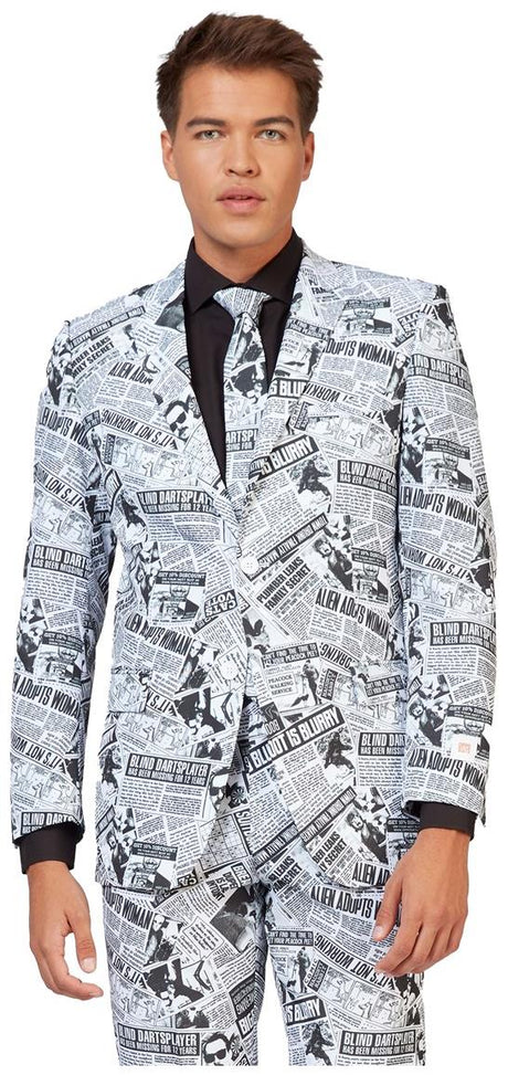 Stylish OppoSuits Men's Textile Telegraph Suit for Halloween Parties Events and Festive Celebrations