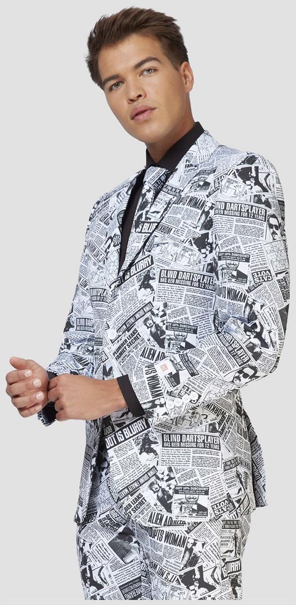 Stylish OppoSuits Men's Textile Telegraph Suit for Halloween Parties Events and Festive Celebrations