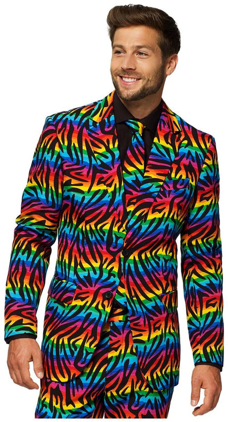 Vibrant OppoSuits Men's Wild Rainbow Suit for Pride Festivals Parties and Celebrations