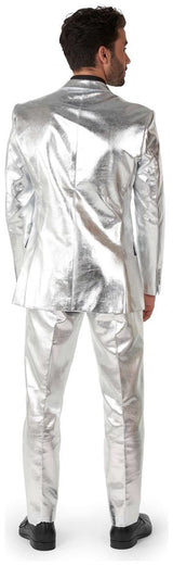 OppoSuits Men's Suits Shiny Silver