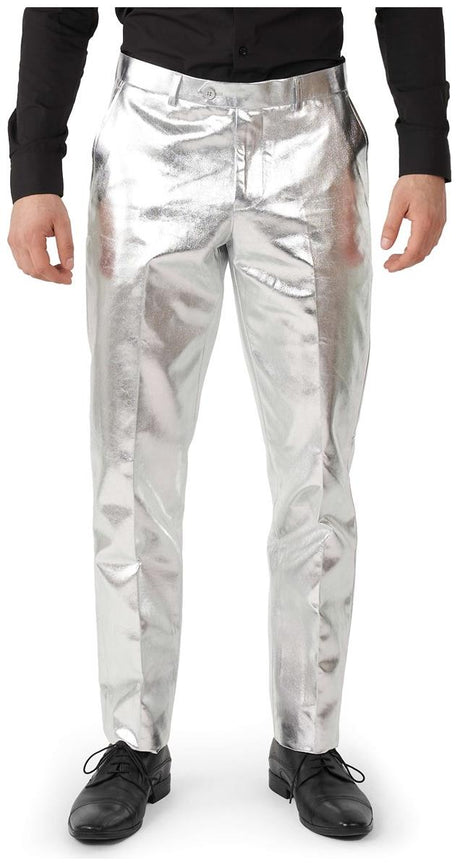 OppoSuits Men's Suits Shiny Silver
