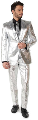 OppoSuits Men's Suits Shiny Silver