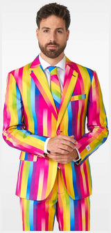 Vibrant OppoSuits Men's Rainbow Glaze Suit for Parties Weddings and Celebrations