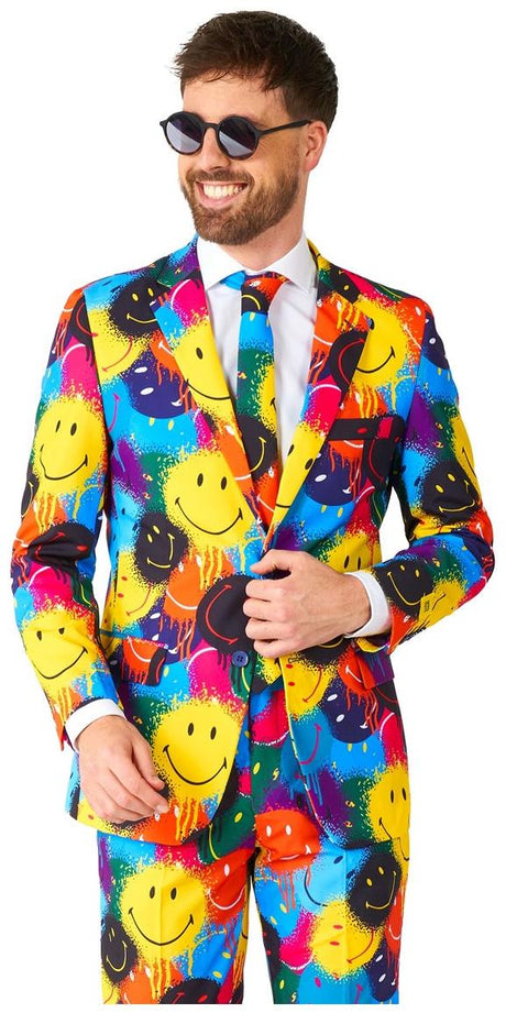 Stylish OppoSuits Smiley Drip Suit for High Fashion Events and Parties