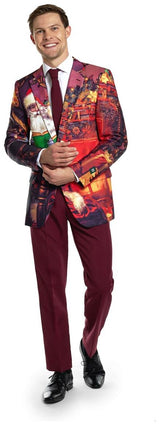 Stylish OppoSuits Men's Classic Clause Costume Suit for Christmas Holiday Parties and Festive Events