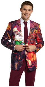Stylish OppoSuits Men's Classic Clause Costume Suit for Christmas Holiday Parties and Festive Events
