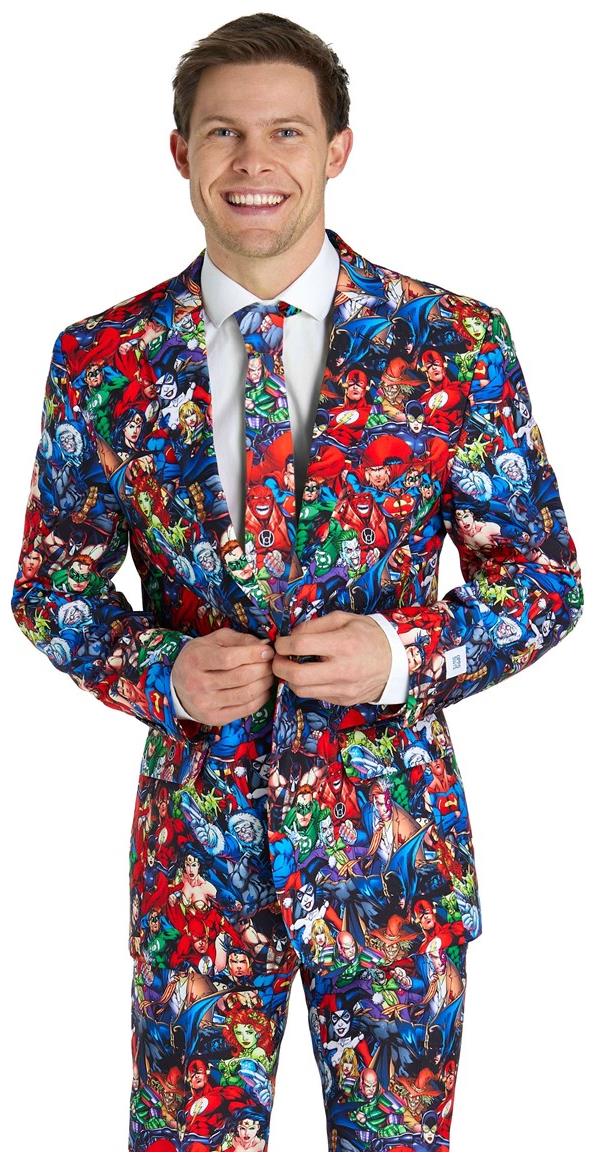 OppoSuits Men's DC Heroes Suit for Comic Con Halloween Parties and Superhero Dress-Ups