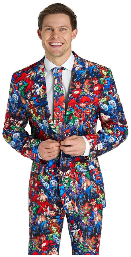 OppoSuits Men's DC Heroes Suit for Comic Con Halloween Parties and Superhero Dress-Ups