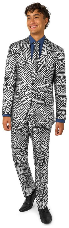OppoSuits Men's Suits Silver Geo Star