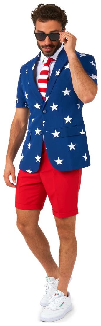 Stylish OppoSuits Men's Summer Stars and Stripes Suit for Patriotic Events and Summer Parties