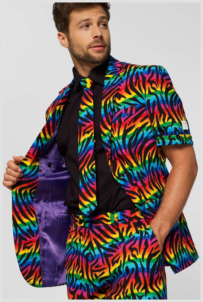 OppoSuits Men's Colorful Summer Suit for Festivals Pride Events and Poolside Parties