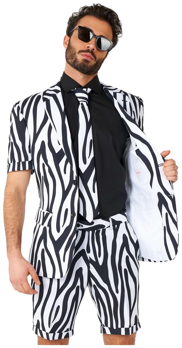 Stylish OppoSuits Men's Summer Suit Zazzy Zebra for Casual Summer Parties and Spring Events