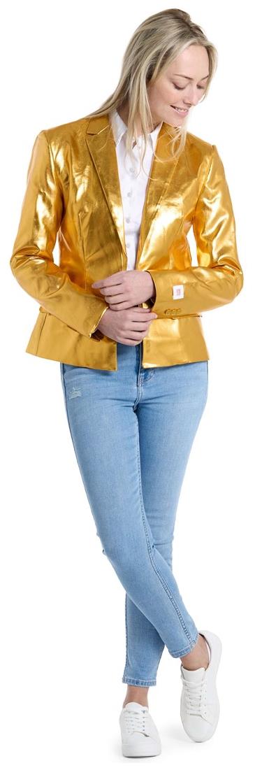Stylish OppoSuits Women's Groovy Gold Blazer for Parties Holidays and Special Events