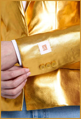 Stylish OppoSuits Women's Groovy Gold Blazer for Parties Holidays and Special Events