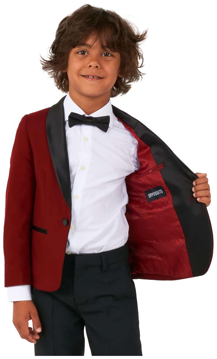 Elegant OppoSuits Boys' Tuxedos in Hot Burgundy for Weddings Formal Events and Special Occasions