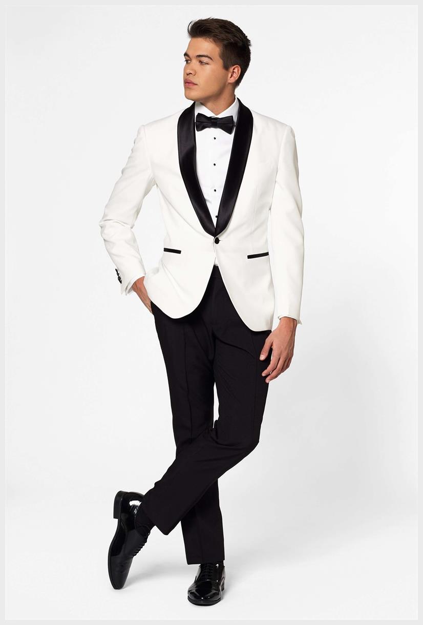 Elegant OppoSuits Men's Pearly White Tuxedo for Formal Events and Black Tie Occasions