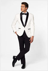 Elegant OppoSuits Men's Pearly White Tuxedo for Formal Events and Black Tie Occasions