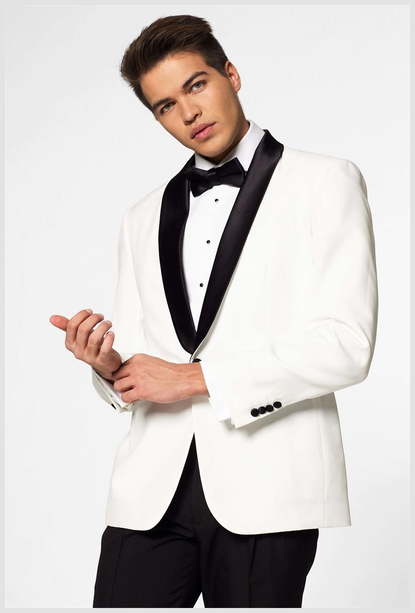Elegant OppoSuits Men's Pearly White Tuxedo for Formal Events and Black Tie Occasions