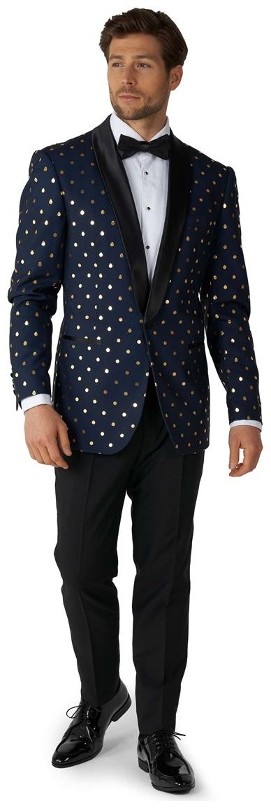 Stylish OppoSuits Goldy Dots Tuxedo for Formal Events Parties and Holiday Celebrations