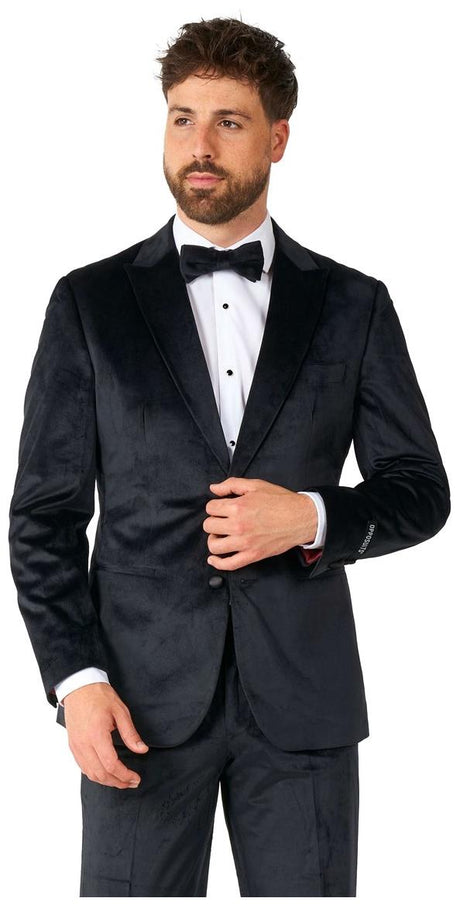 Elegant Midnight Black Velvet Tuxedo for Formal Events Weddings and Holiday Parties
