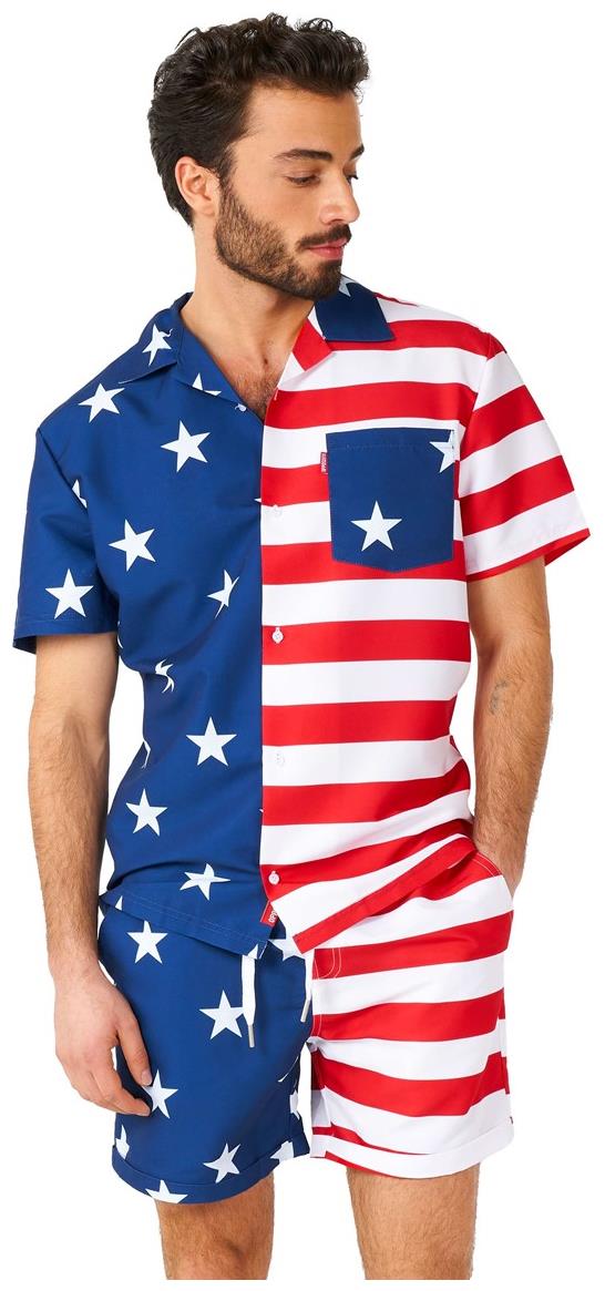 Stylish OppoSuits Men's Summer Set for Patriotic Events and Theme Parties