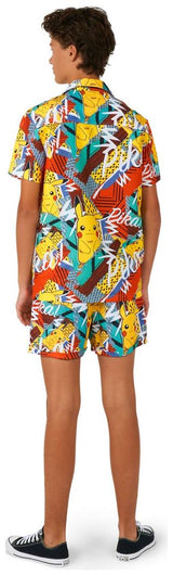 Fun OppoSuits Teen Boys Pika Pikachu Summer Set for Beach Pool Parties and Pokemon Themed Events