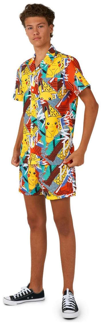 Fun OppoSuits Teen Boys Pika Pikachu Summer Set for Beach Pool Parties and Pokemon Themed Events