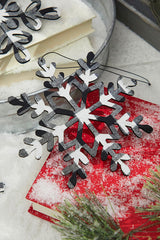 6” Black And White Buffalo Check Snowflake Ornament