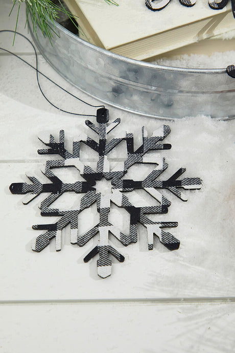 6” Black And White Buffalo Check Snowflake Ornament