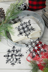 6” Black And White Buffalo Check Snowflake Ornament