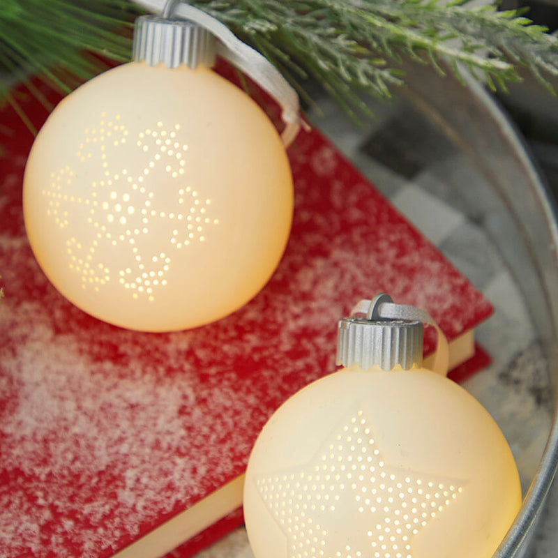 4” Lighted Ceramic Ball Ornament