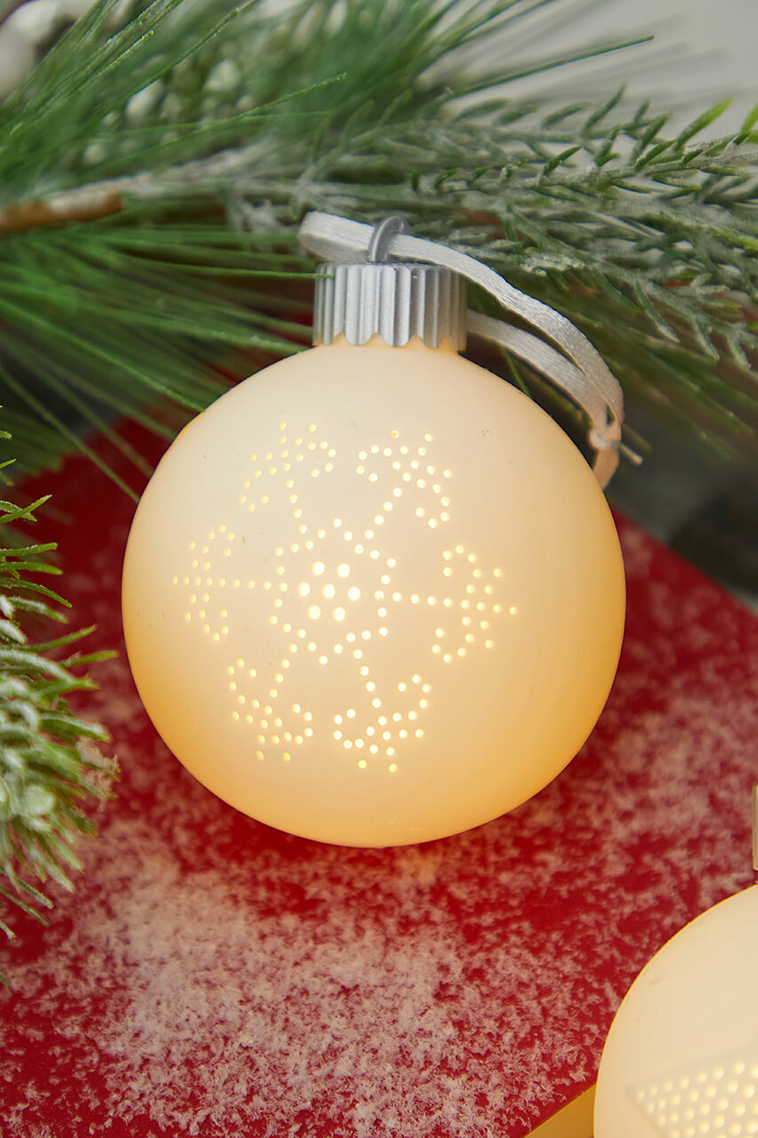 4” Lighted Ceramic Ball Ornament
