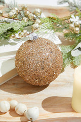 Glitter Ball Glass Ornament - Champagne Rose Gold