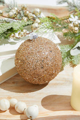 Glitter Ball Glass Ornament - Champagne Rose Gold