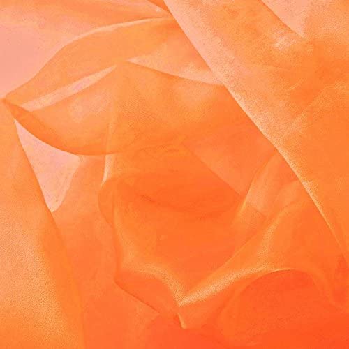 Orange Sparkle Crystal Sheer Organza Fabric - Orange Sparkle, 60" Width