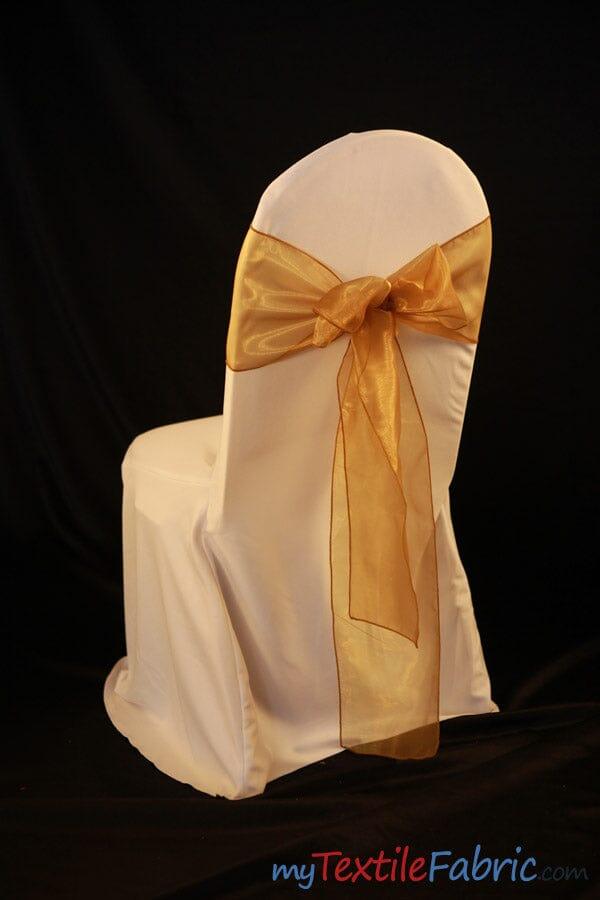 Organza Chair Sashes Polyester Fabric - Multiple Colors, 8" X 108" (Pack Of 50)