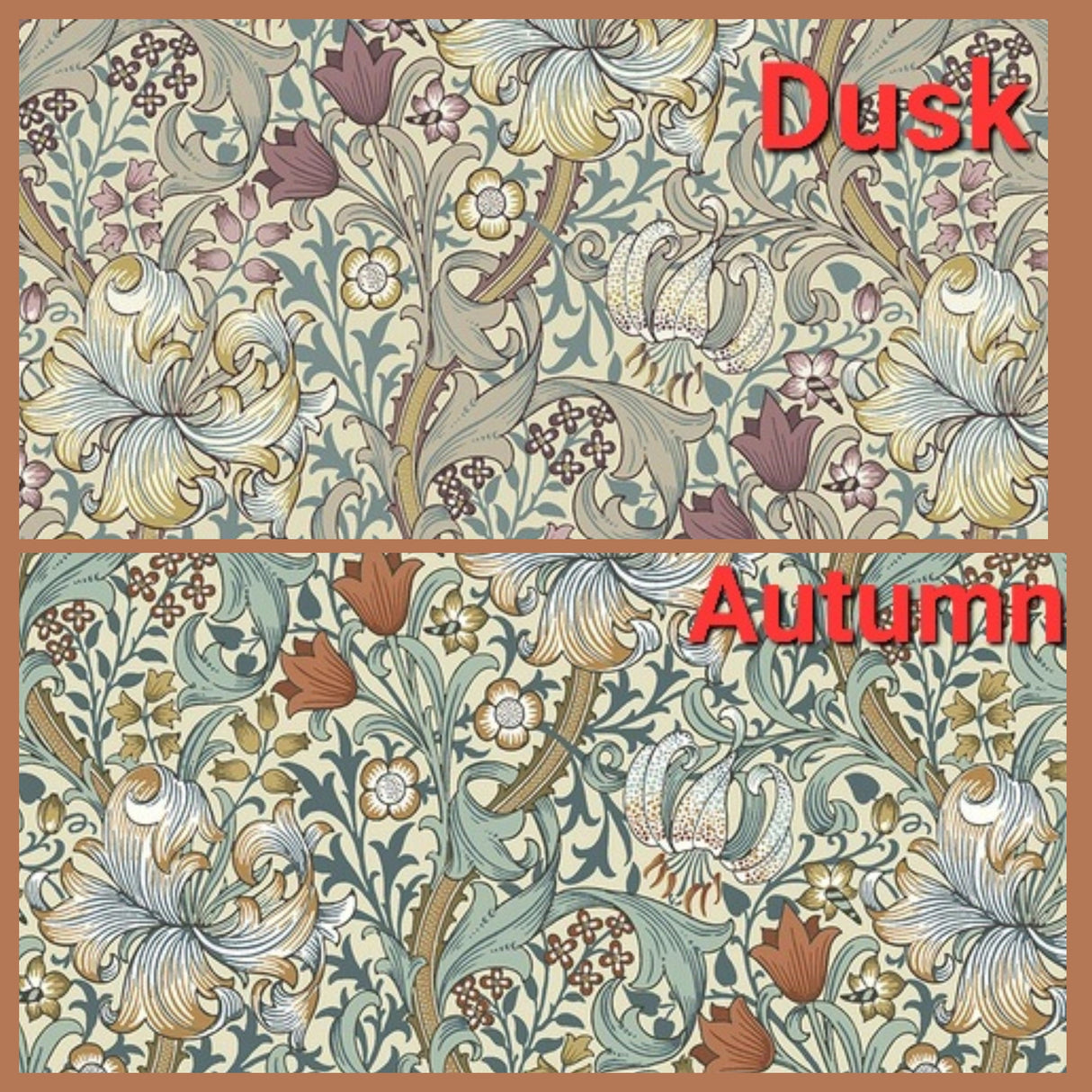 Quilting Cotton Golden Lily Autumn Dusk William Morris
