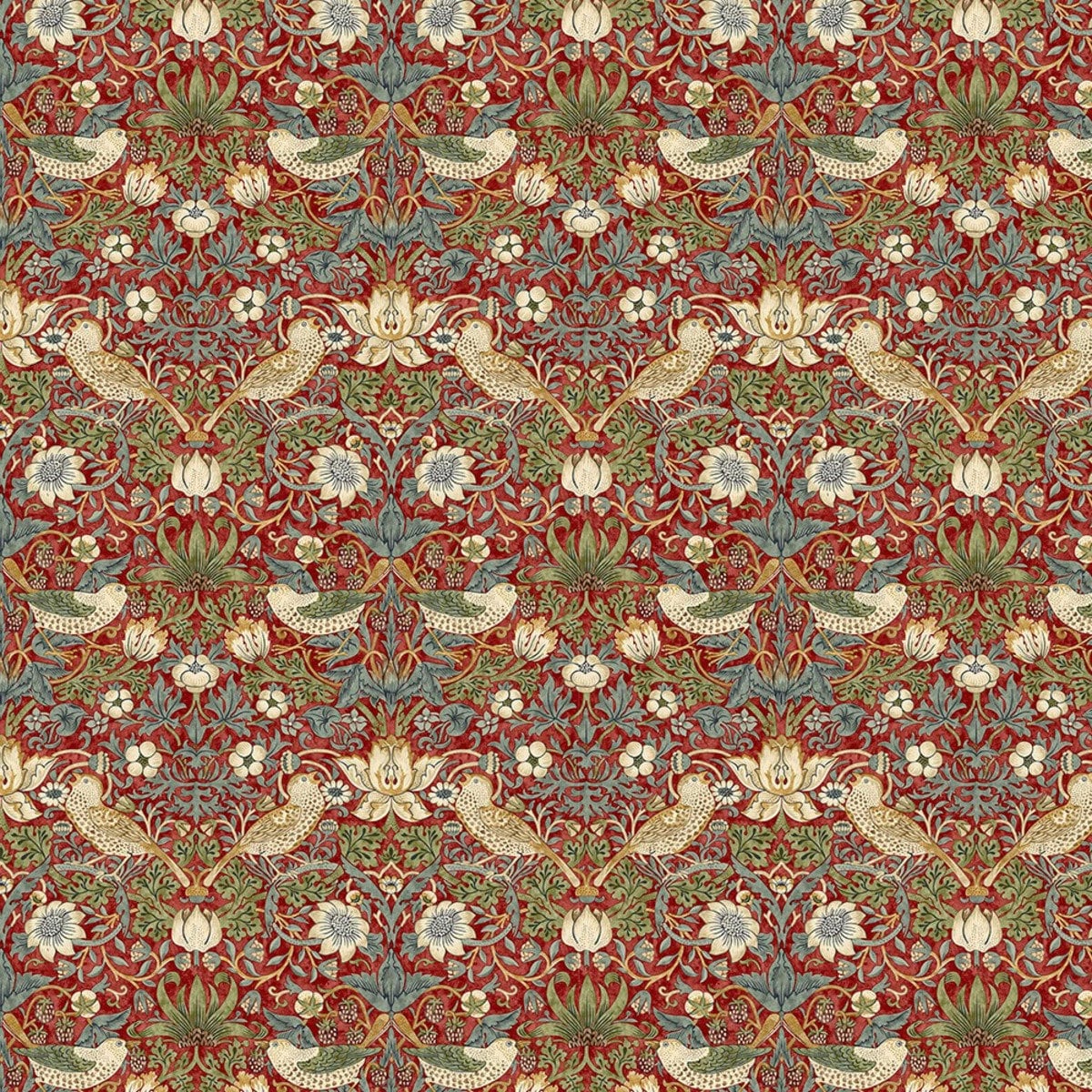 Quilting Cotton Mini Strawberry Thief Red William Morris