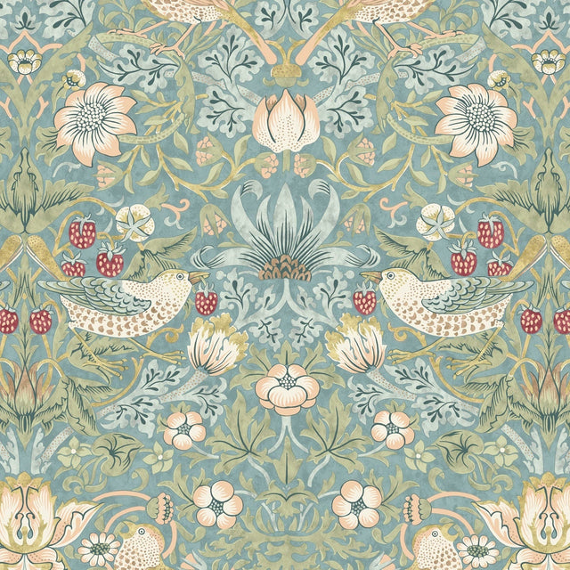 Quilting Cotton Strawberry Thief Aqua William Morris
