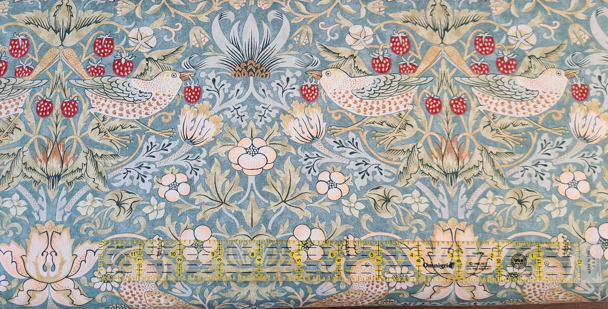 Quilting Cotton Strawberry Thief Aqua William Morris