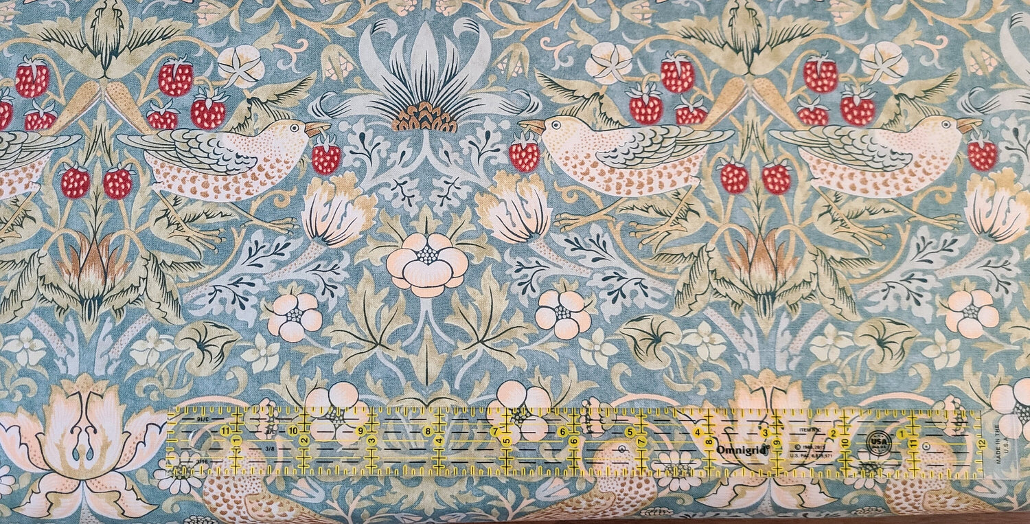 Quilting Cotton Strawberry Thief Aqua William Morris