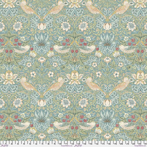 Quilting Cotton Strawberry Thief Aqua William Morris