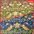 Quilting Cotton Strawberry Thief William Morris Thameside Navy Chocolate