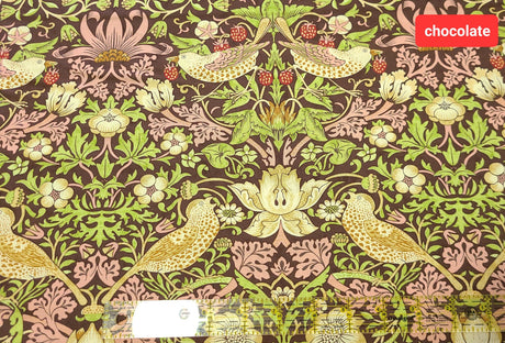 Quilting Cotton Strawberry Thief William Morris Thameside Navy Chocolate